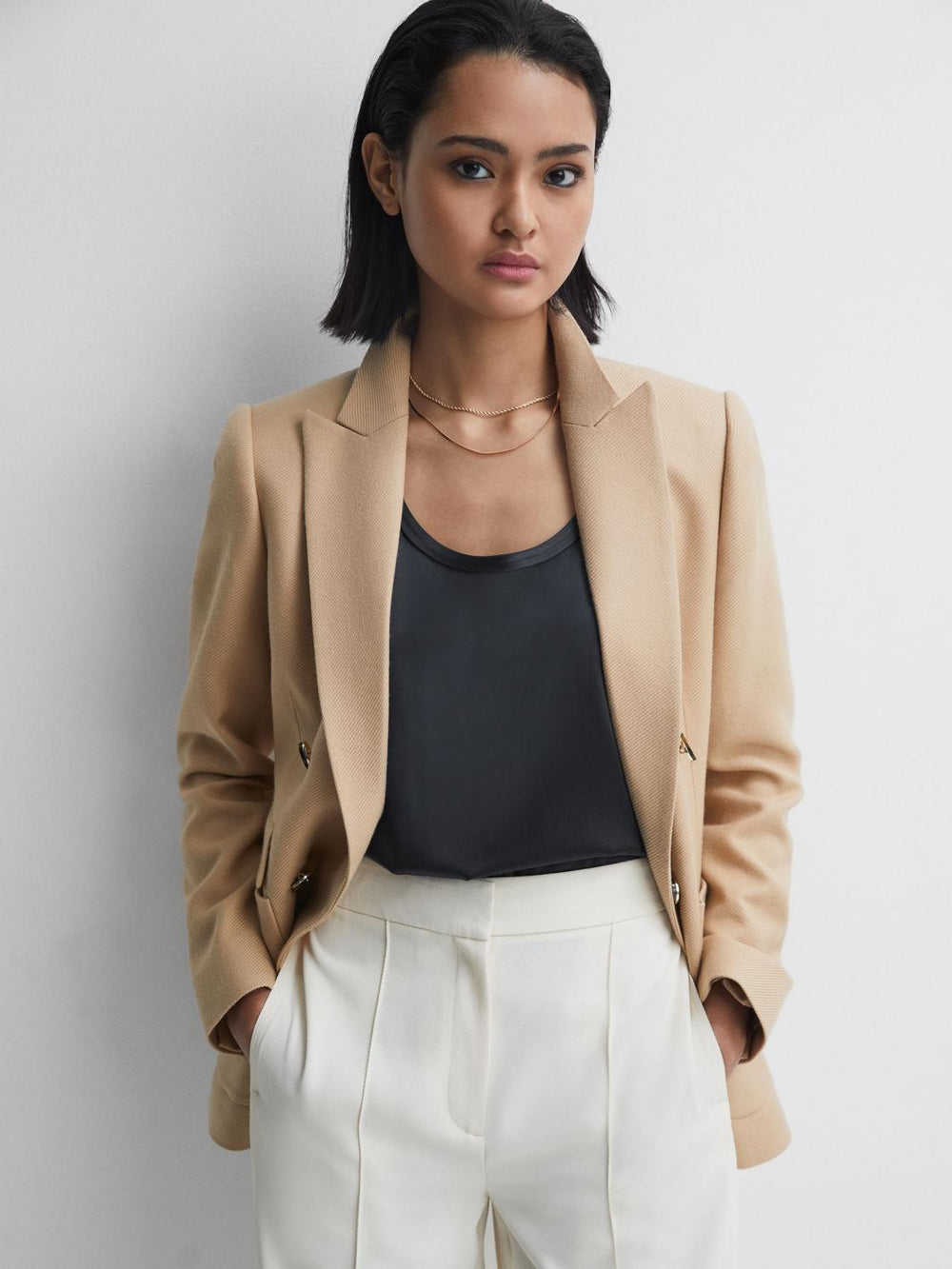 Reiss T-Shirts & Vests | Riley Silk Front Vest Aqua - Women