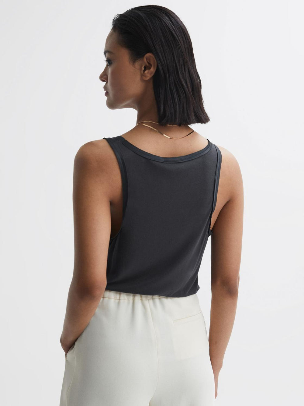Reiss T-Shirts & Vests | Riley Silk Front Vest Aqua - Women
