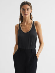 Reiss T-Shirts & Vests | Riley Silk Front Vest Aqua - Women