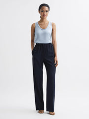 Reiss T-Shirts & Vests | Riley Silk Front Vest Blue - Women