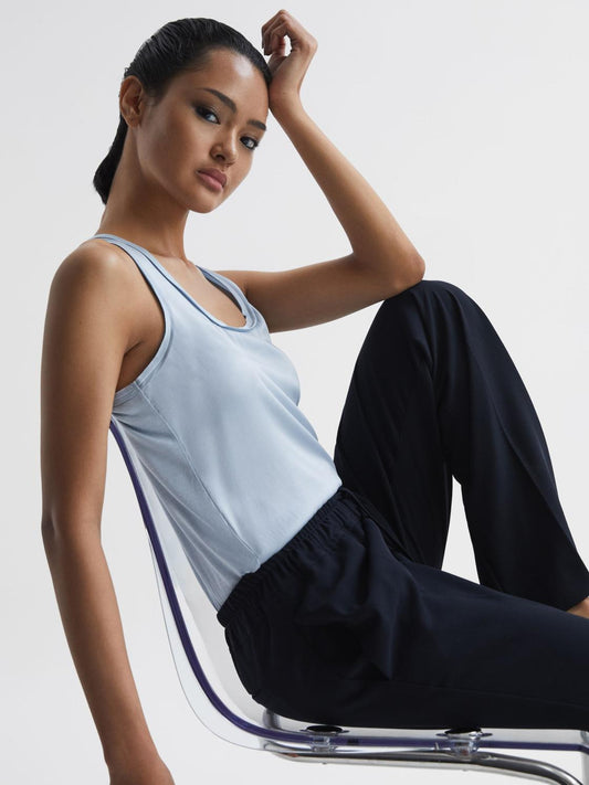 Reiss T-Shirts & Vests | Riley Silk Front Vest Blue - Women