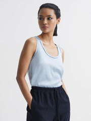 Reiss T-Shirts & Vests | Riley Silk Front Vest Blue - Women