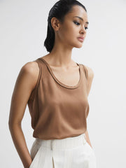 Reiss T-Shirts & Vests | Riley Silk Front Vest Bronze - Women