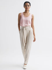 Reiss T-Shirts & Vests | Riley Silk Front Vest Pale Pink - Women