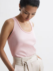 Reiss T-Shirts & Vests | Riley Silk Front Vest Pale Pink - Women