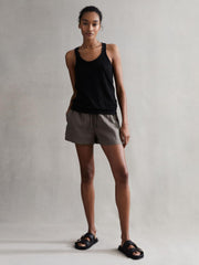 Reiss T-Shirts & Vests | Taloulah Linen Crew Neck Vest Black - Women