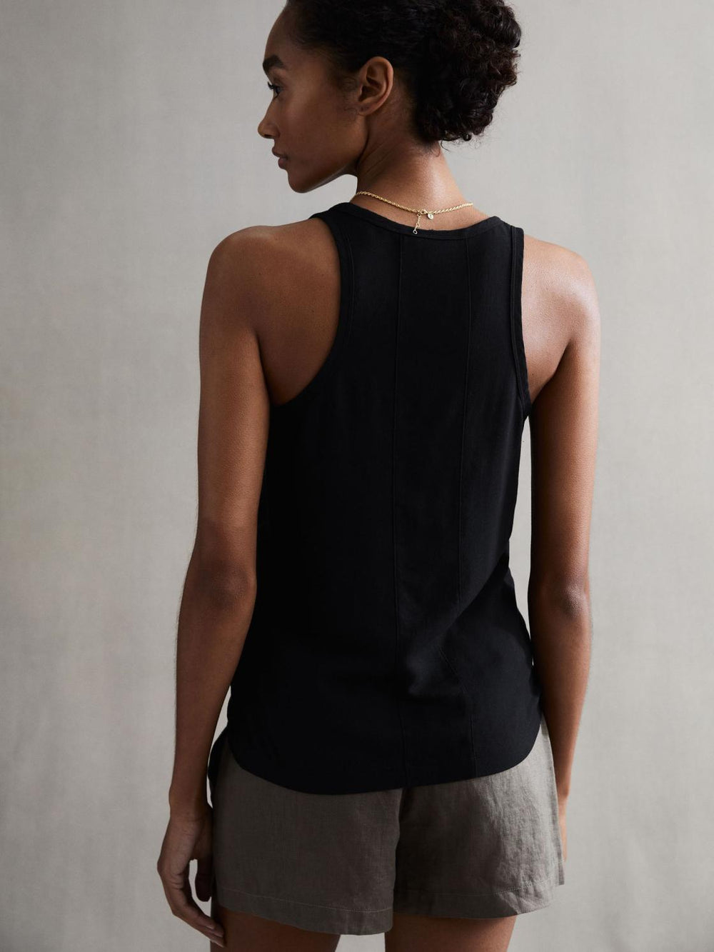 Reiss T-Shirts & Vests | Taloulah Linen Crew Neck Vest Black - Women