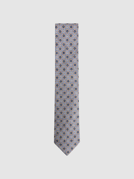 Reiss Ties & Pocket Squares | Asolo Silk Medallion Print Tie Airforce Blue - Men
