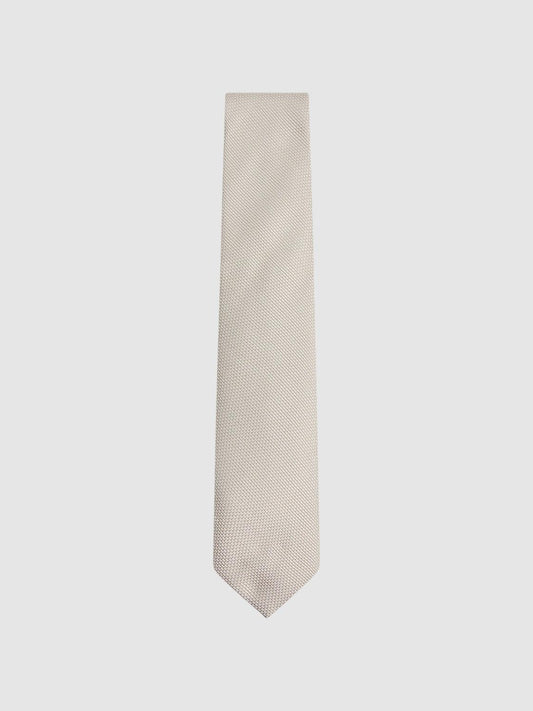 Reiss Ties & Pocket Squares | Ceremony Textured Silk Tie Champagne - Men