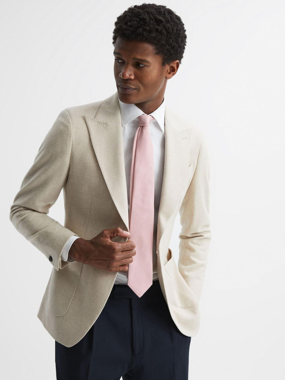 Reiss Ties & Pocket Squares | Ceremony Textured Silk Tie Soft Pink - Men