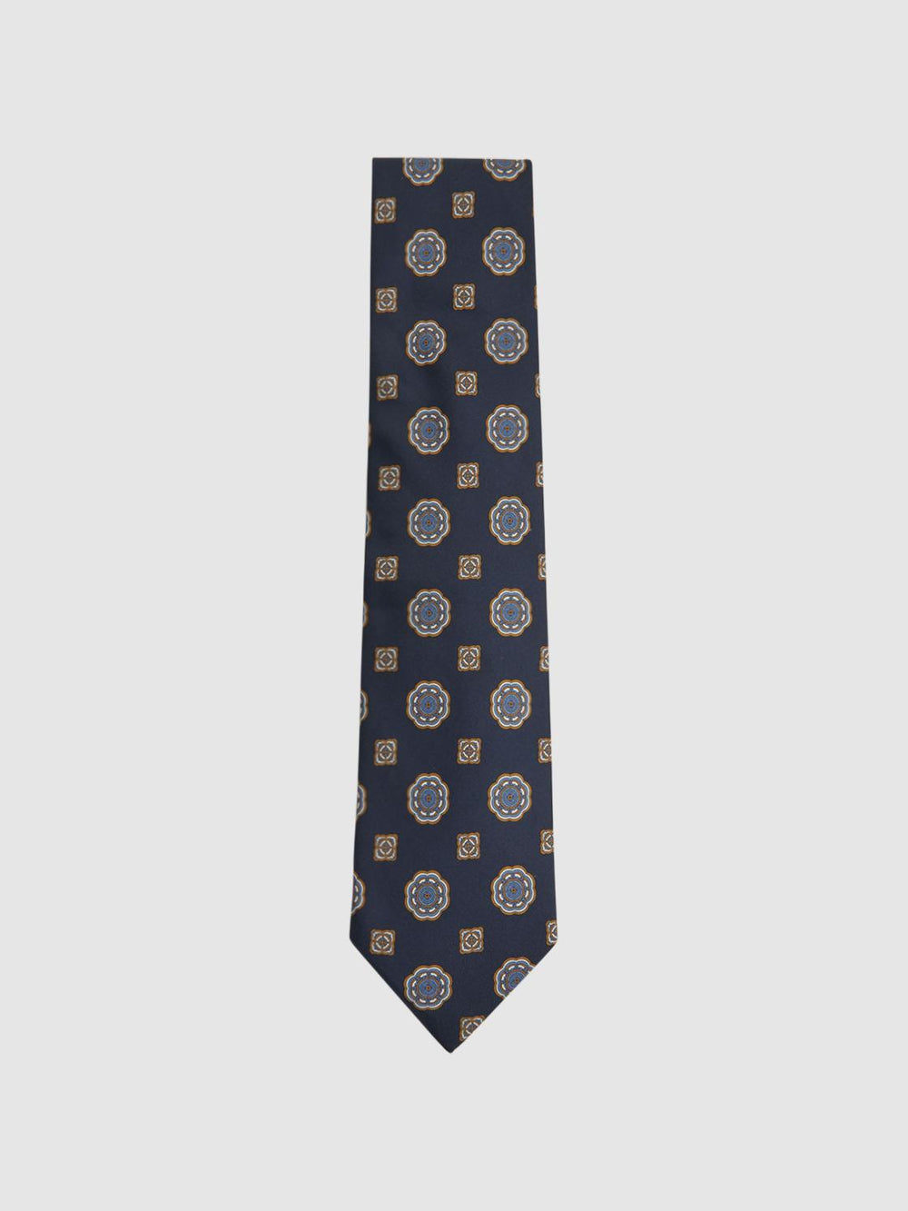 Reiss Ties & Pocket Squares | Imperio Medallion Printed Silk Tie Chocolate - Men