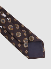 Reiss Ties & Pocket Squares | Imperio Medallion Printed Silk Tie Chocolate - Men