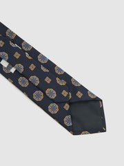 Reiss Ties & Pocket Squares | Imperio Medallion Printed Silk Tie Chocolate - Men