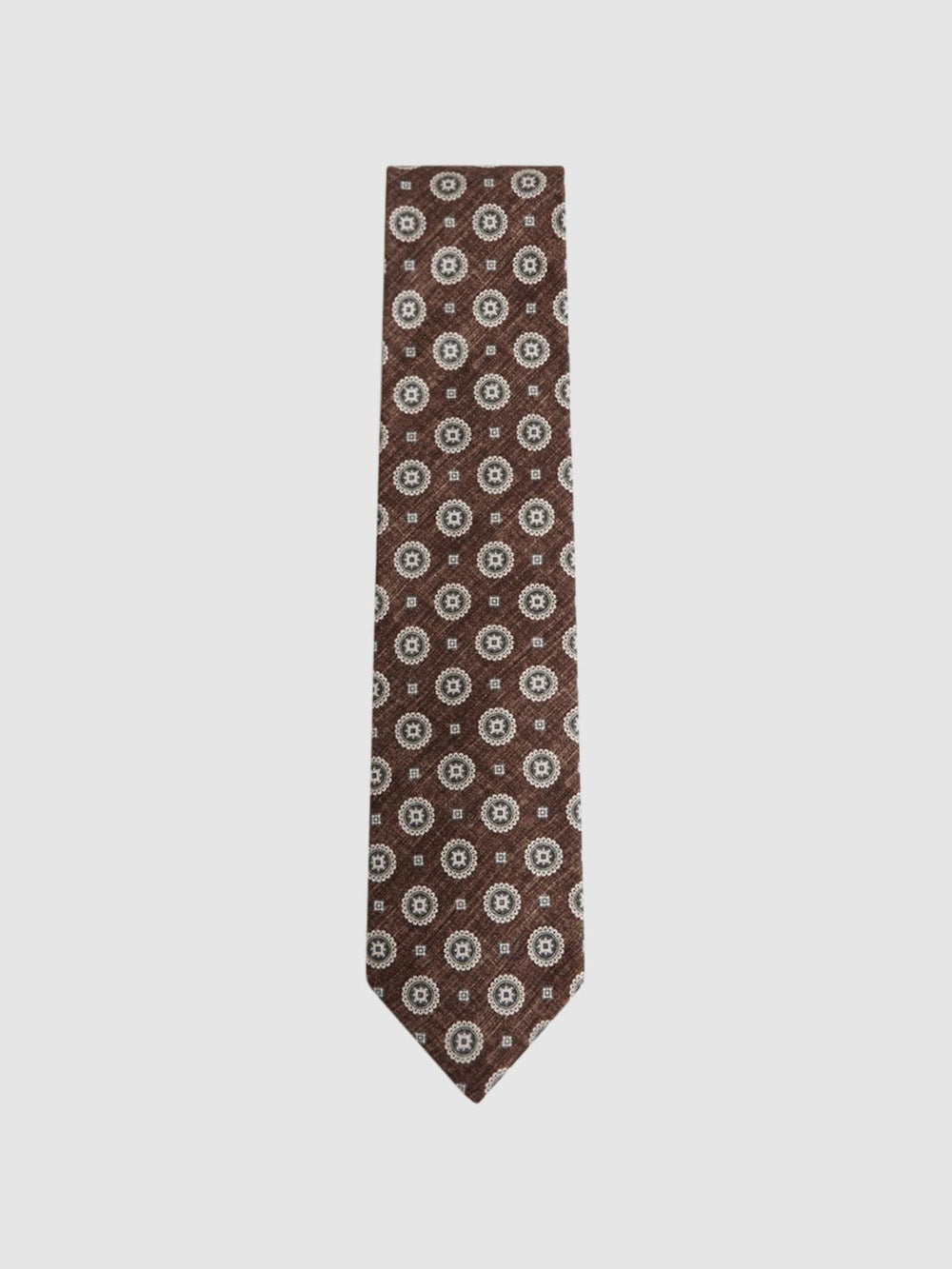 Reiss Ties & Pocket Squares | Lucere Medallion Printed Silk Tie Tobacco Melange - Men