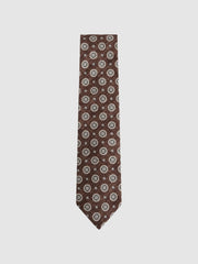Reiss Ties & Pocket Squares | Lucere Medallion Printed Silk Tie Tobacco Melange - Men