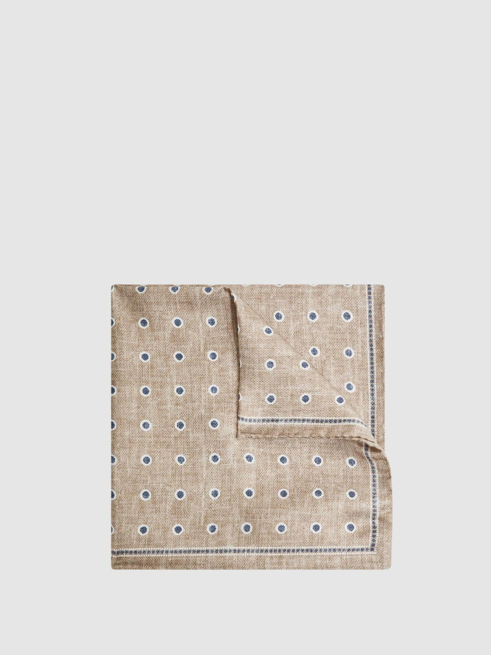 Reiss Ties & Pocket Squares | Marino Silk Polka Dot Print Pocket Square Oatmeal Melange - Men
