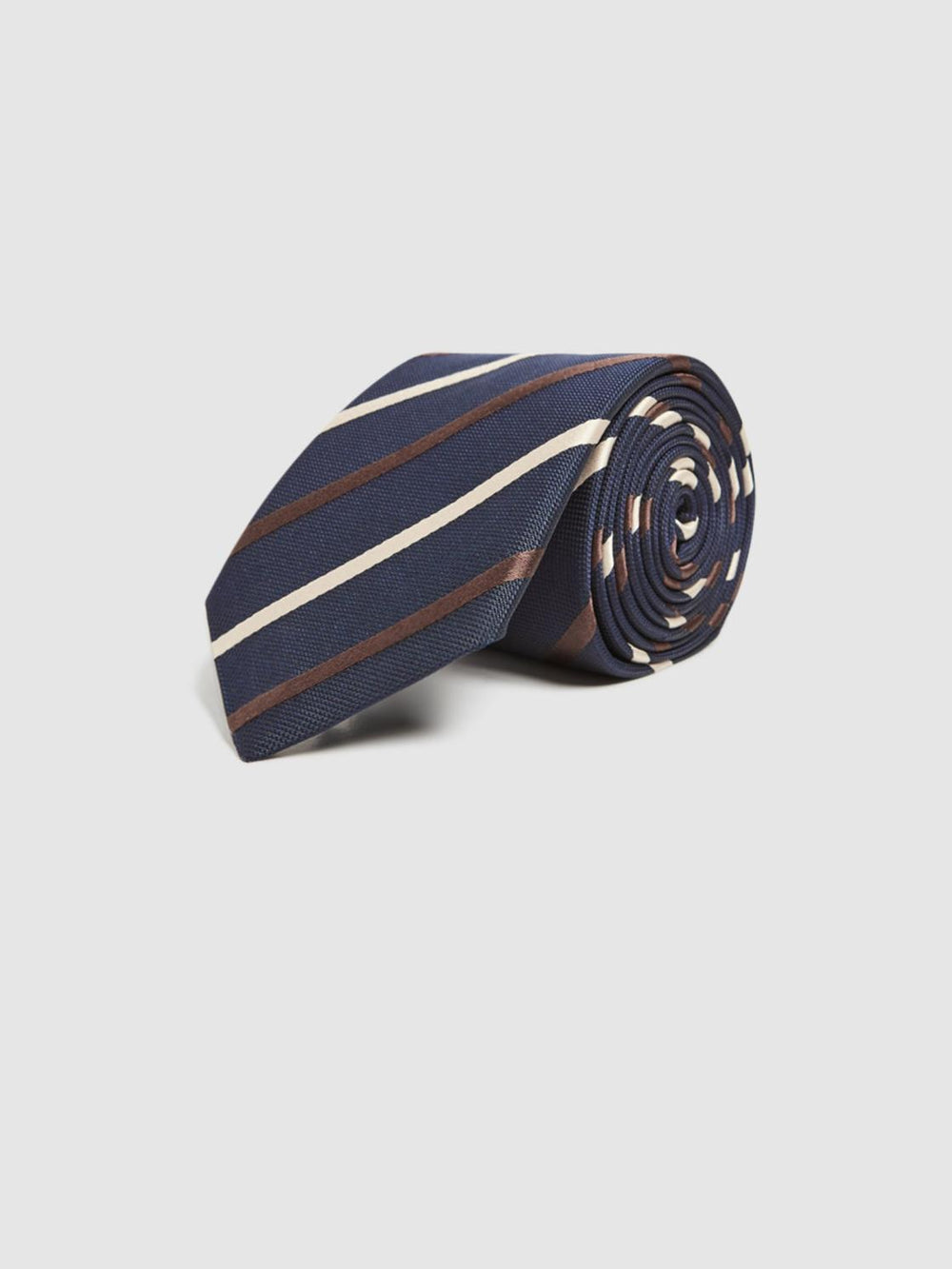 Reiss Ties & Pocket Squares | Seville Silk Blend Striped Tie Navy - Men