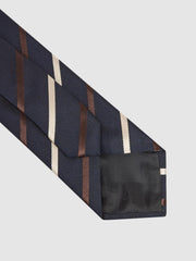 Reiss Ties & Pocket Squares | Seville Silk Blend Striped Tie Navy - Men