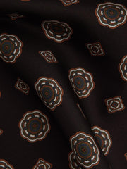 Reiss Ties & Pocket Squares | Villora Silk Medallion Print Pocket Square Chocolate - Men