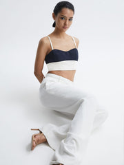 Reiss Tops | Amara Colourblock Cropped Top Navy/white - Women
