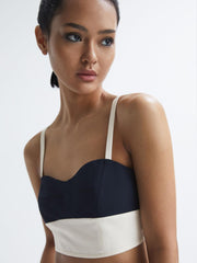 Reiss Tops | Amara Colourblock Cropped Top Navy/white - Women