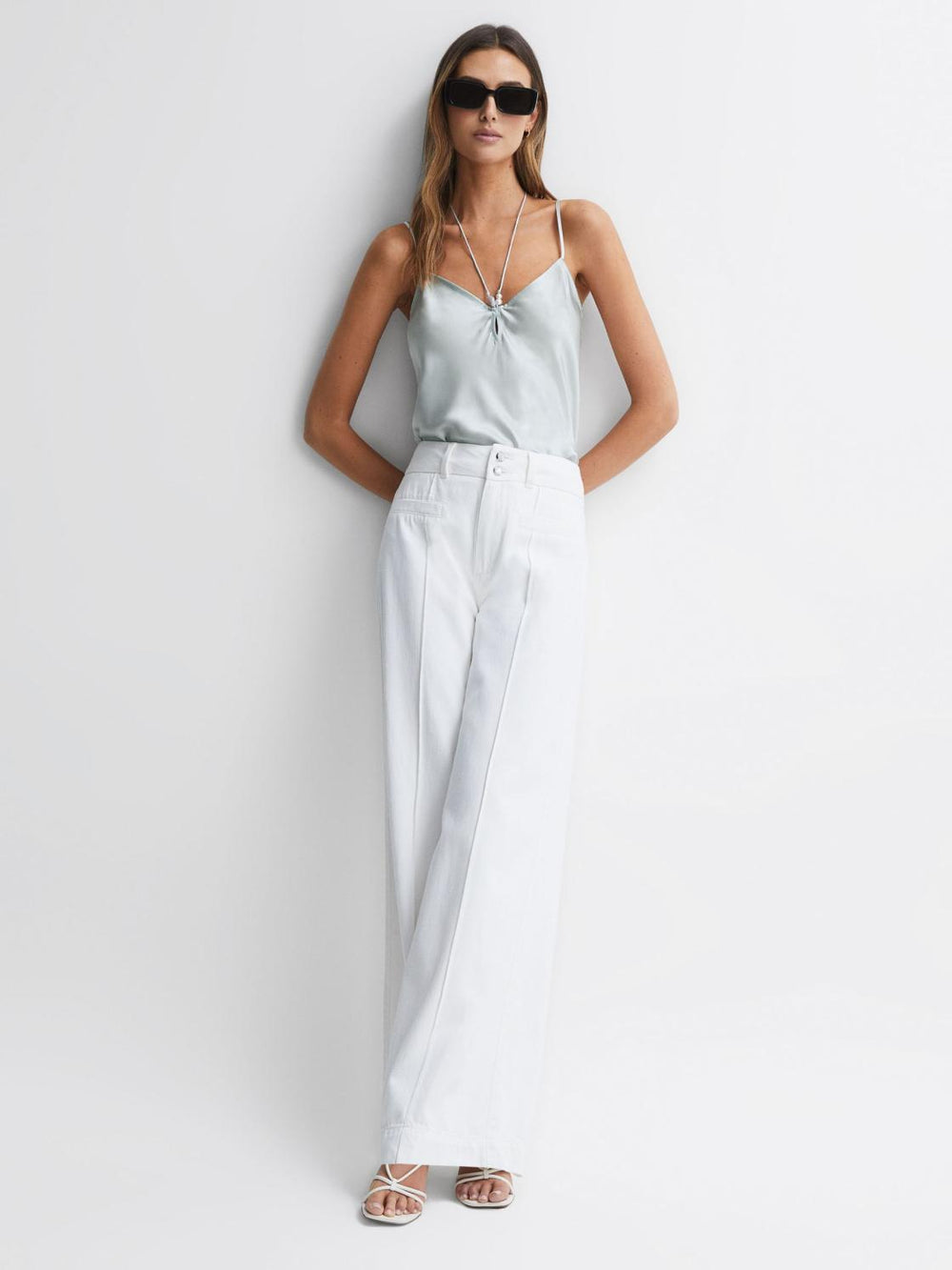 Reiss Tops | Arina Paige Silk Beaded Vest Ice Flow - Women