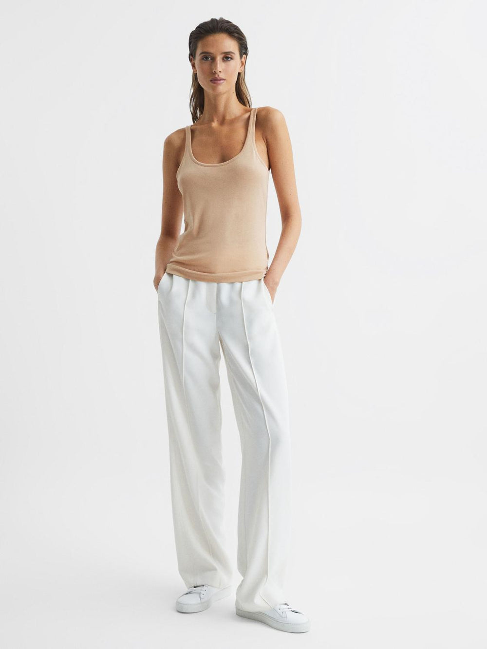 Reiss Tops | Arla Scoop Neck Second Skin Vest Top Black - Women