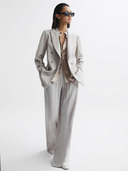 Reiss Tops | Aubrey Silk Short Sleeve Button Through Shirt Champagne - Women