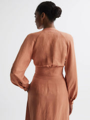 Reiss Tops | Axelle Tie Front Cropped Blouse Rust - Women