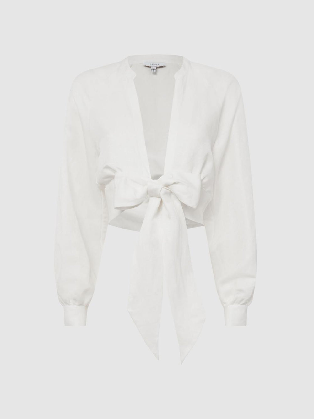Reiss Tops | Axelle Tie Front Cropped Blouse White - Women