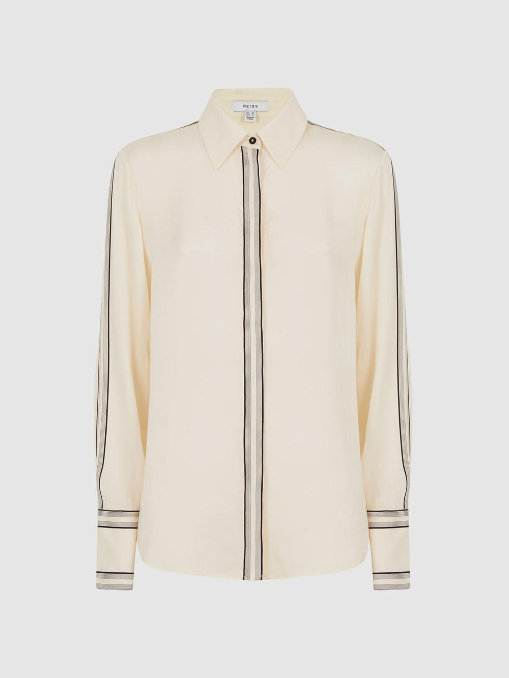 Reiss Tops | Bailey Fitted Side Striped Dip Hem Blouse Ivory - Women