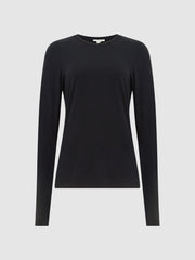 Reiss Tops | Bebe Long Sleeve Crew Neck Top Black - Women