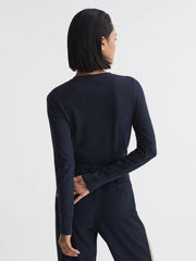 Reiss Tops | Bebe Long Sleeve Crew Neck Top Navy - Women