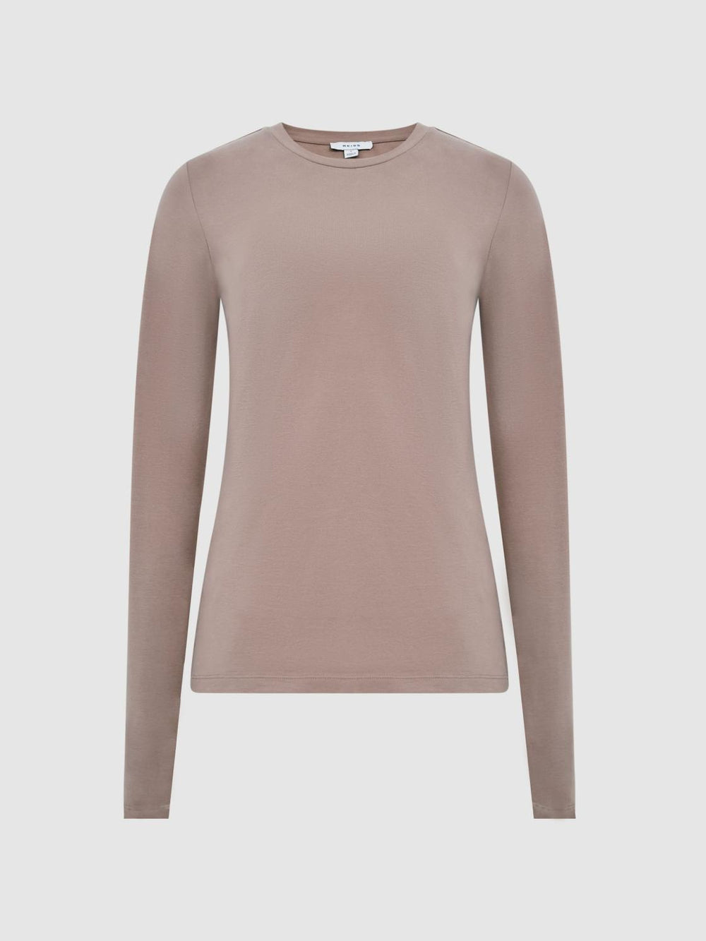 Reiss Tops | Bebe Long Sleeve Crew Neck Top Taupe - Women