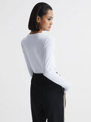 Reiss Tops | Bebe Long Sleeve Crew Neck Top White - Women