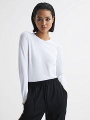 Reiss Tops | Bebe Long Sleeve Crew Neck Top White - Women