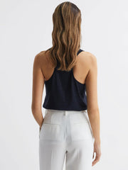 Reiss Tops | Brooklyn Embellished Scoop Neck Vest Navy - Women