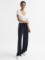 Reiss Tops | Caia Scoop Neck Pima Cotton T-Shirt Black - Women