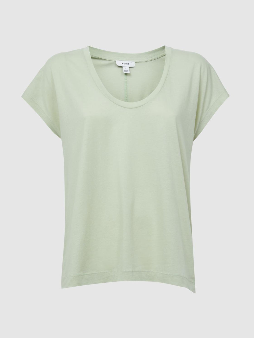 Reiss Tops | Caia Scoop Neck Pima Cotton T-Shirt Pistachio - Women