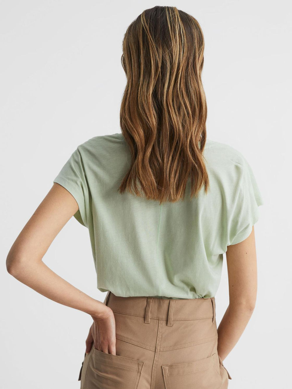 Reiss Tops | Caia Scoop Neck Pima Cotton T-Shirt Pistachio - Women
