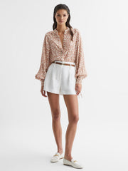 Reiss Tops | Calla Animal Print Blouse Neutral - Women