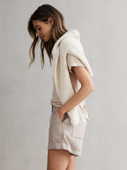 Reiss Tops | Camilla Linen Short Sleeve T-Shirt Stone - Women