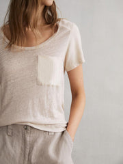 Reiss Tops | Camilla Linen Short Sleeve T-Shirt Stone - Women