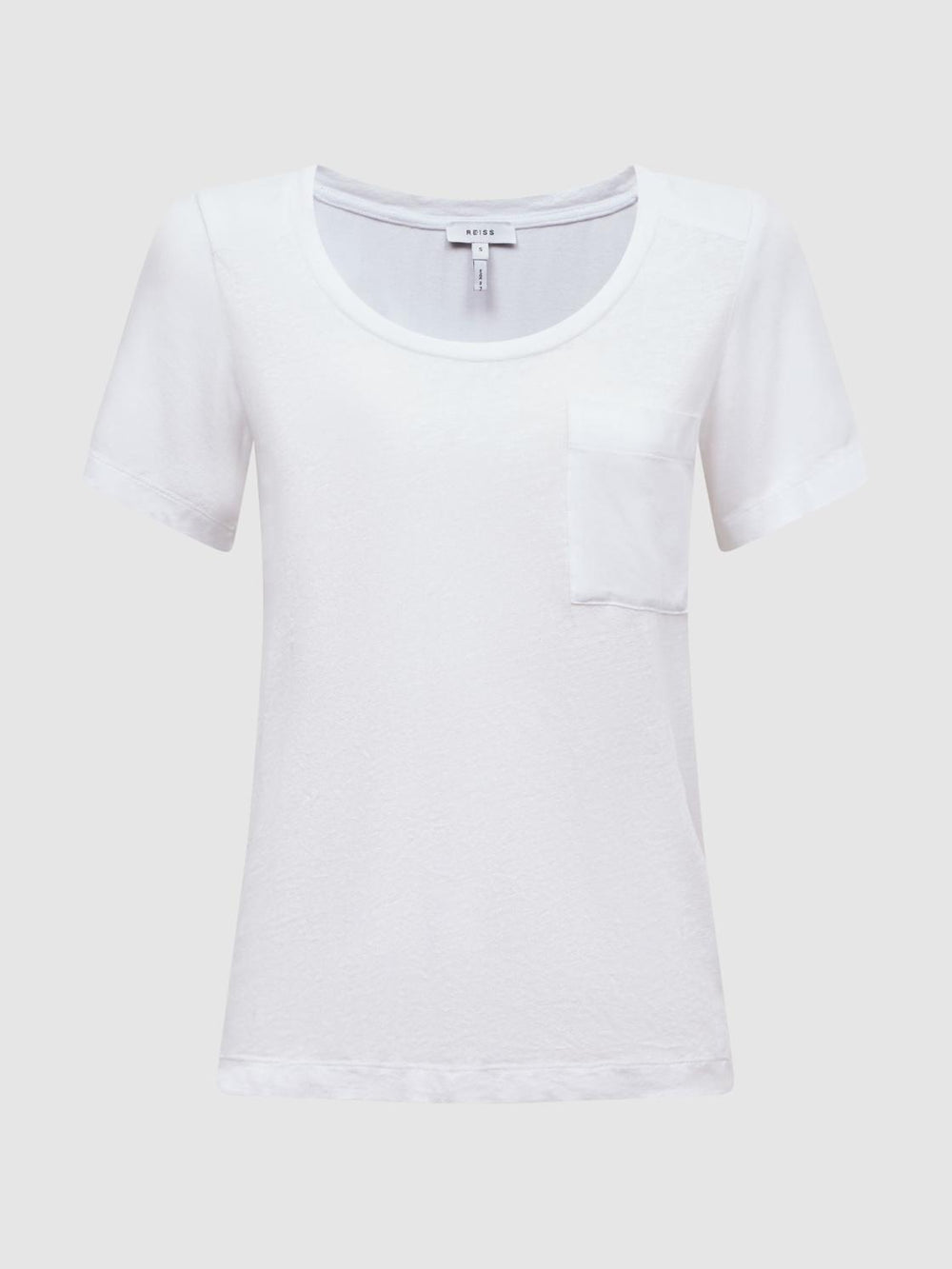 Reiss Tops | Camilla Linen Short Sleeve T-Shirt White - Women