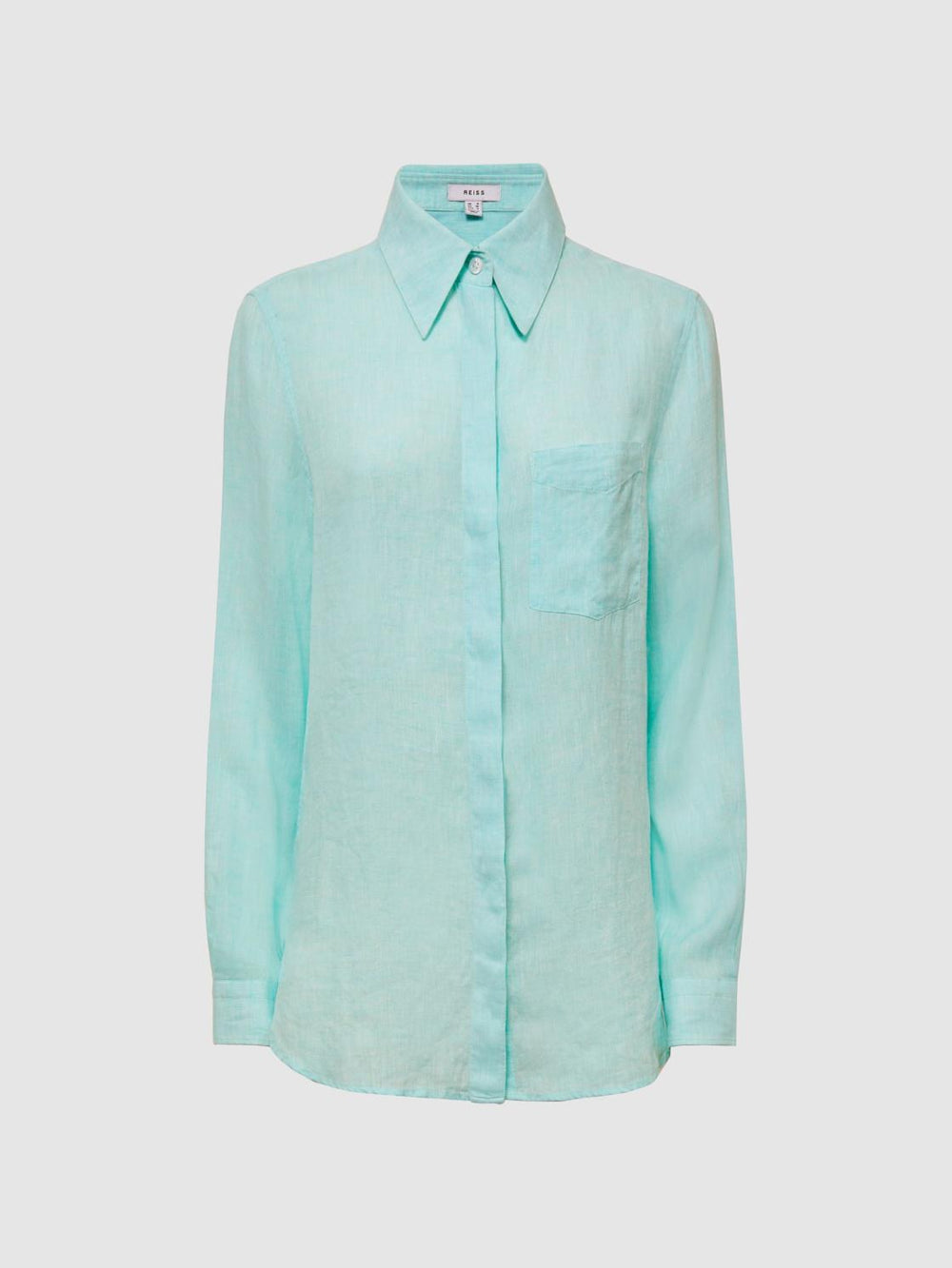 Reiss Tops | Campbell Linen Shirt Aqua - Women