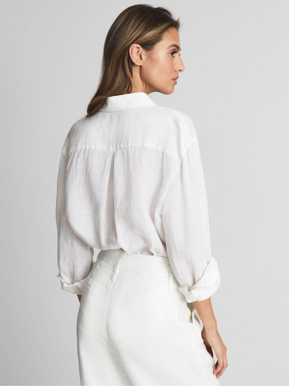 Reiss Tops | Campbell Linen Shirt Aqua - Women