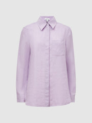 Reiss Tops | Campbell Linen Shirt Lilac - Women