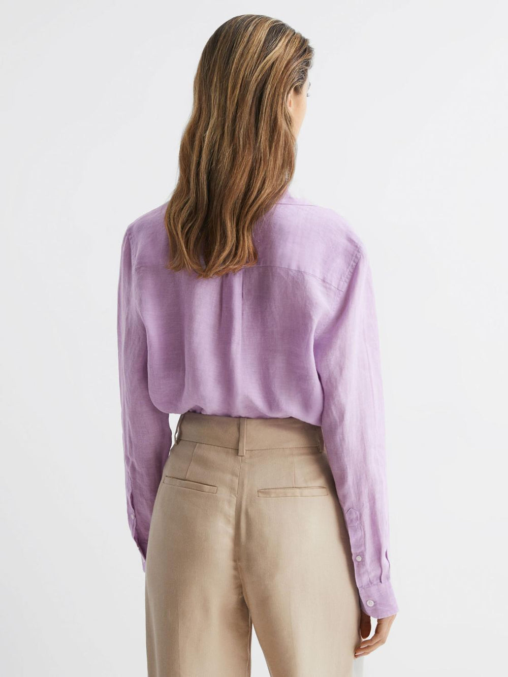 Reiss Tops | Campbell Linen Shirt Lilac - Women