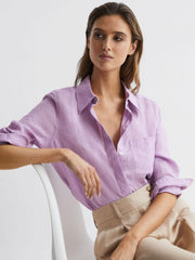 Reiss Tops | Campbell Linen Shirt Lilac - Women