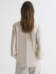 Reiss Tops | Celia Lace Cut-Out Blouse Ivory - Women